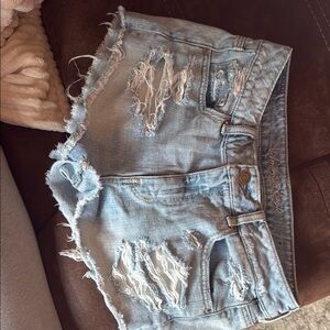 American Eagle Blue Distressed Jean Shorts